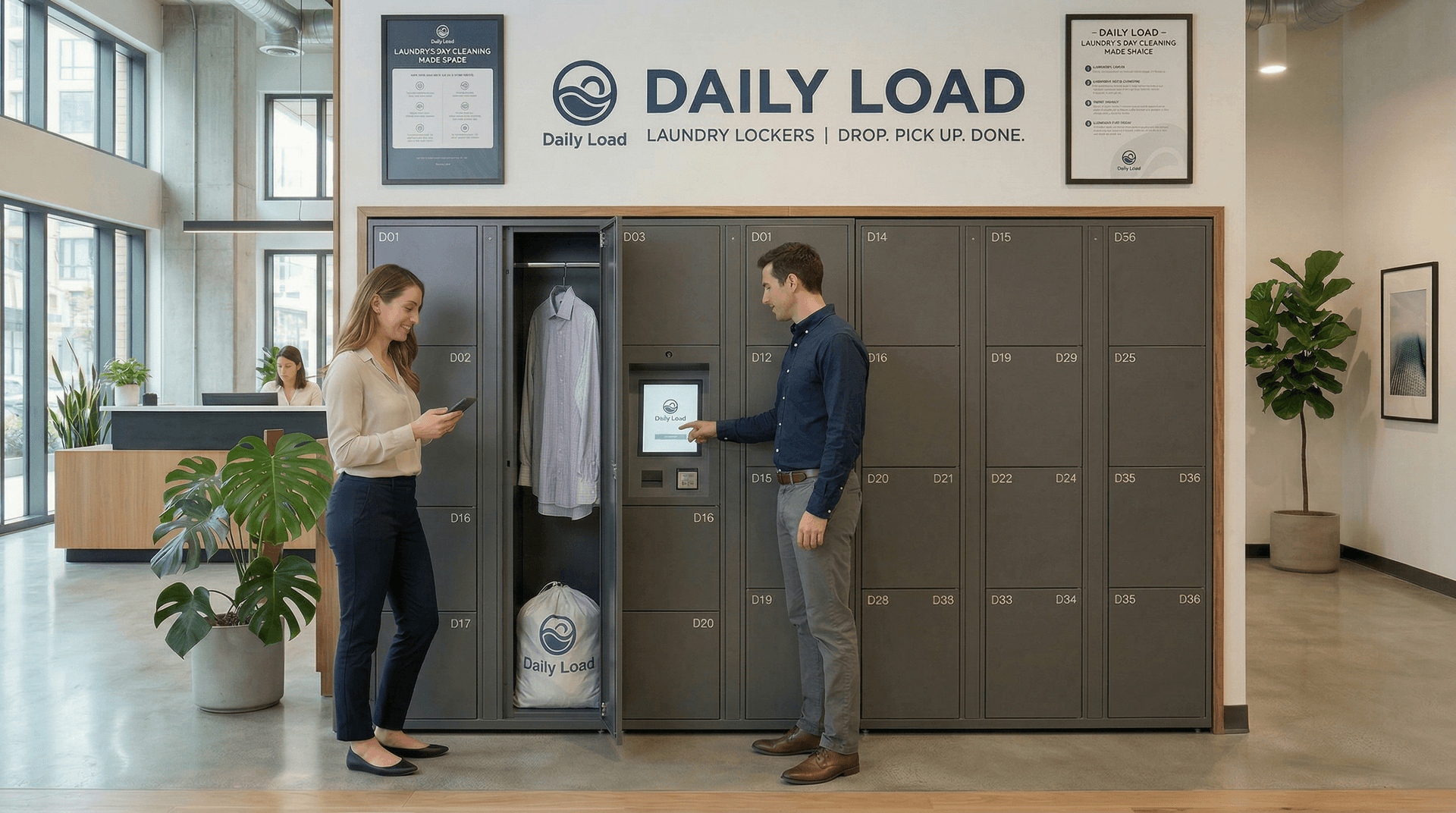 Couple using a Daily Load laundry locker