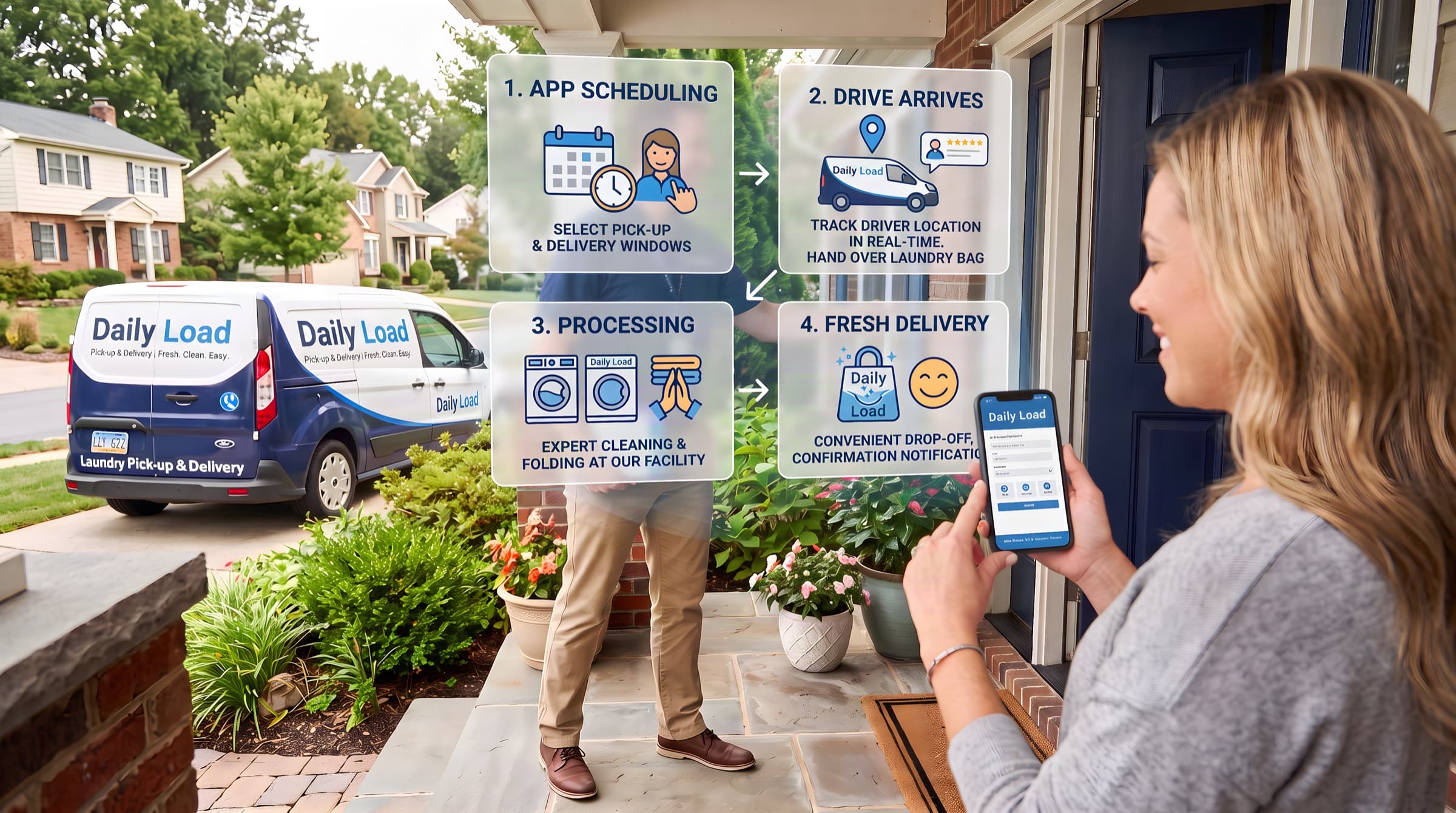 Laundrify pickup and delivery — customer ordering and staff workflow